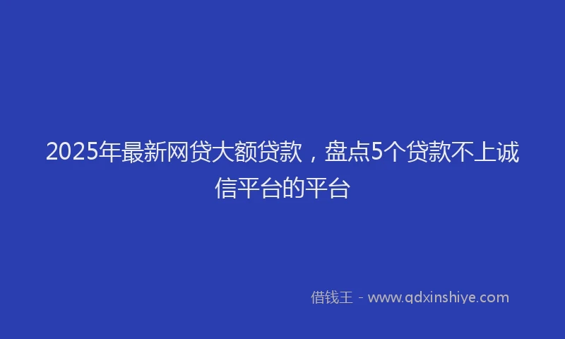 2025年最新网贷大额贷款，盘点5个贷款不上诚信平台的平台