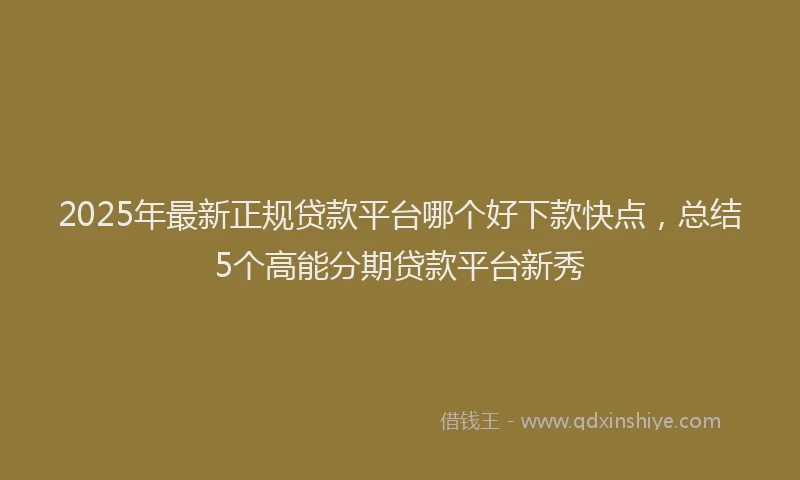 2025年最新正规贷款平台哪个好下款快点，总结5个高能分期贷款平台新秀