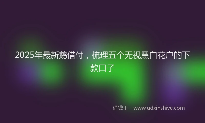 2025年最新鹅借付，梳理五个无视黑白花户的下款口子