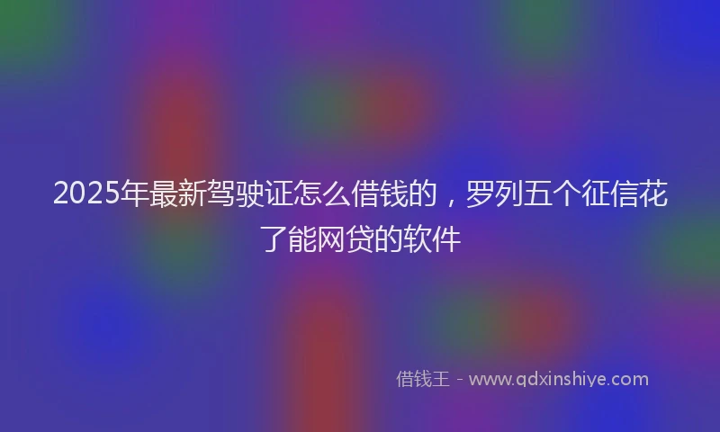 2025年最新驾驶证怎么借钱的，罗列五个征信花了能网贷的软件
