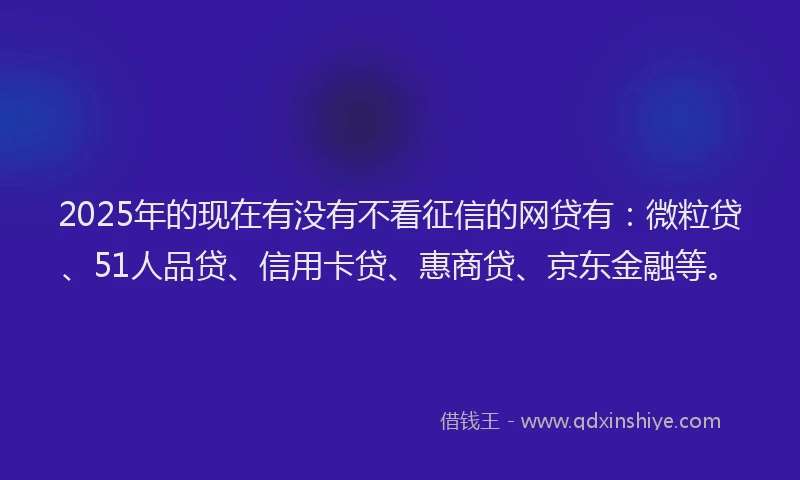 2025年的现在有没有不看征信的网贷有：微粒贷、51人品贷、信用卡贷、惠商贷、京东金融等。