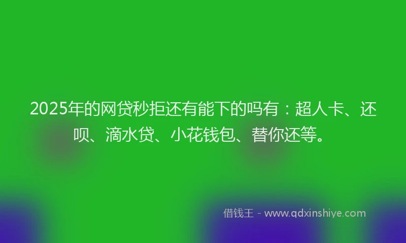 2025年的网贷秒拒还有能下的吗有：超人卡、还呗、滴水贷、小花钱包、替你还等。