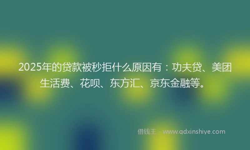 2025年的贷款被秒拒什么原因有：功夫贷、美团生活费、花呗、东方汇、京东金融等。