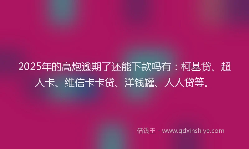2025年的高炮逾期了还能下款吗有：柯基贷、超人卡、维信卡卡贷、洋钱罐、人人贷等。