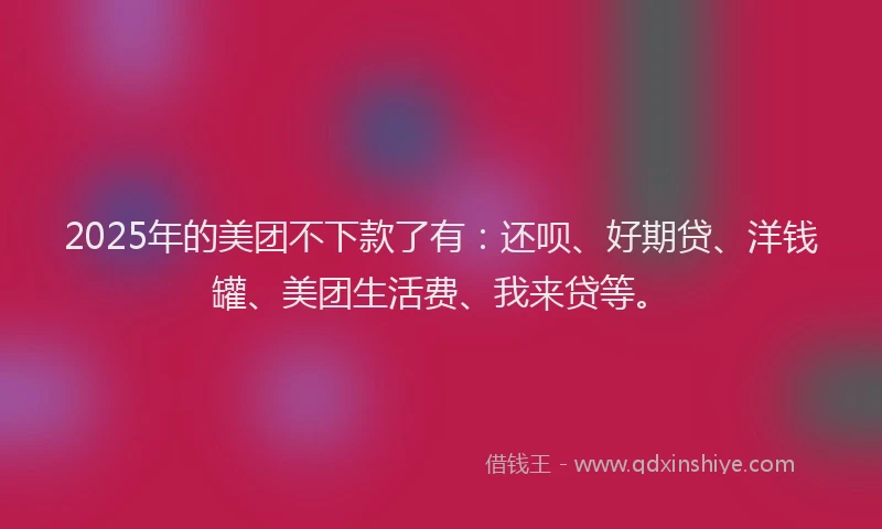2025年的美团不下款了有：还呗、好期贷、洋钱罐、美团生活费、我来贷等。