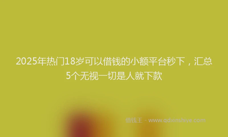 2025年热门18岁可以借钱的小额平台秒下，汇总5个无视一切是人就下款