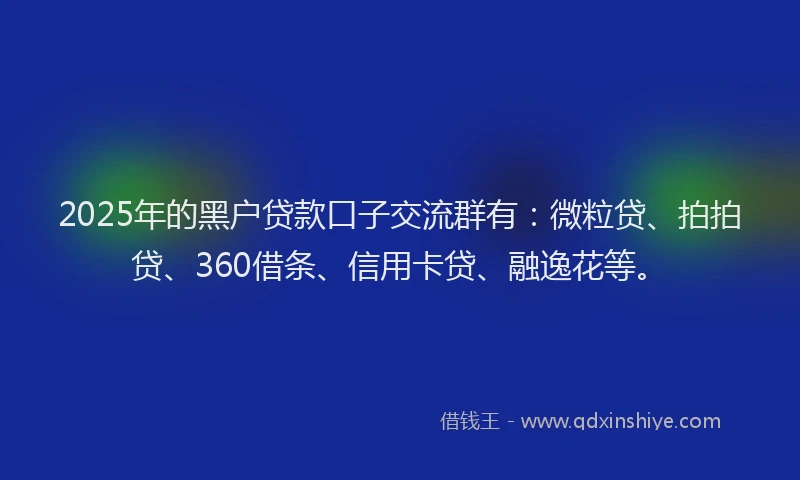2025年的黑户贷款口子交流群有：微粒贷、拍拍贷、360借条、信用卡贷、融逸花等。