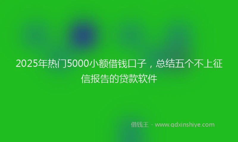 2025年热门5000小额借钱口子，总结五个不上征信报告的贷款软件