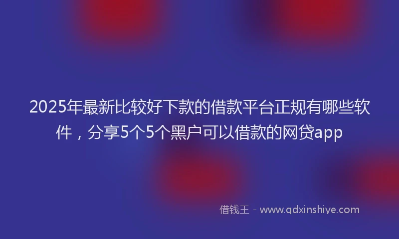 2025年最新比较好下款的借款平台正规有哪些软件，分享5个5个黑户可以借款的网贷app