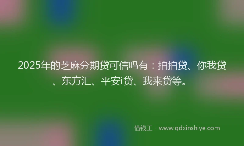 2025年的芝麻分期贷可信吗有：拍拍贷、你我贷、东方汇、平安i贷、我来贷等。