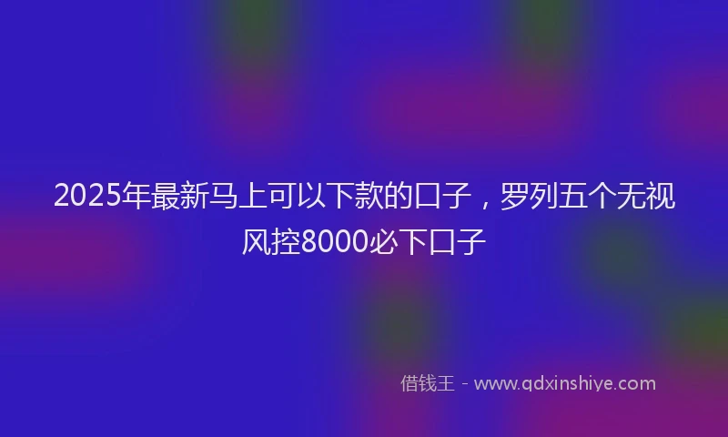 2025年最新马上可以下款的口子，罗列五个无视风控8000必下口子