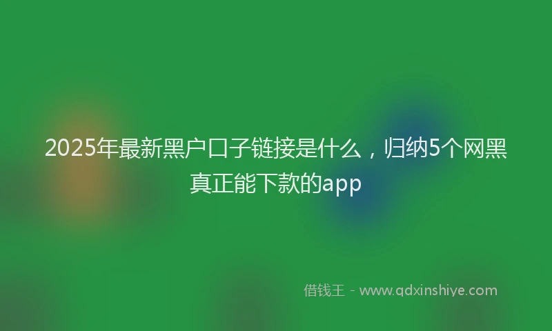 2025年最新黑户口子链接是什么，归纳5个网黑真正能下款的app
