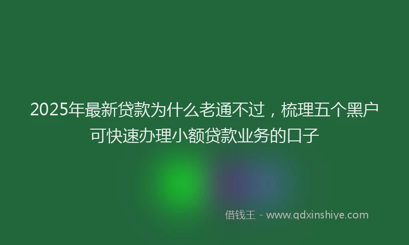 2025年最新贷款为什么老通不过，梳理五个黑户可快速办理小额贷款业务的口子