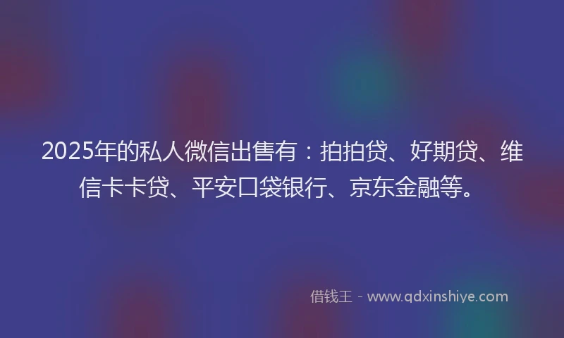 2025年的私人微信出售有：拍拍贷、好期贷、维信卡卡贷、平安口袋银行、京东金融等。