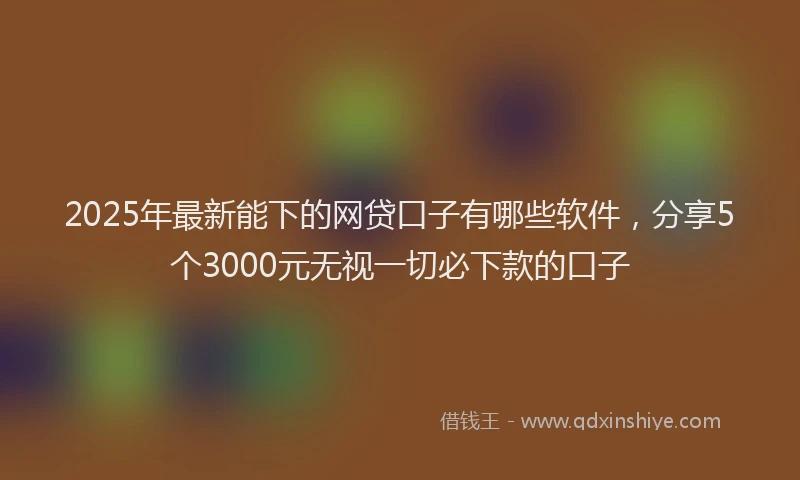 2025年最新能下的网贷口子有哪些软件，分享5个3000元无视一切必下款的口子