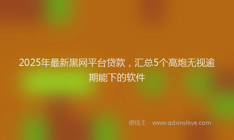 2025年最新黑网平台贷款，汇总5个高炮无视逾期能下的软件