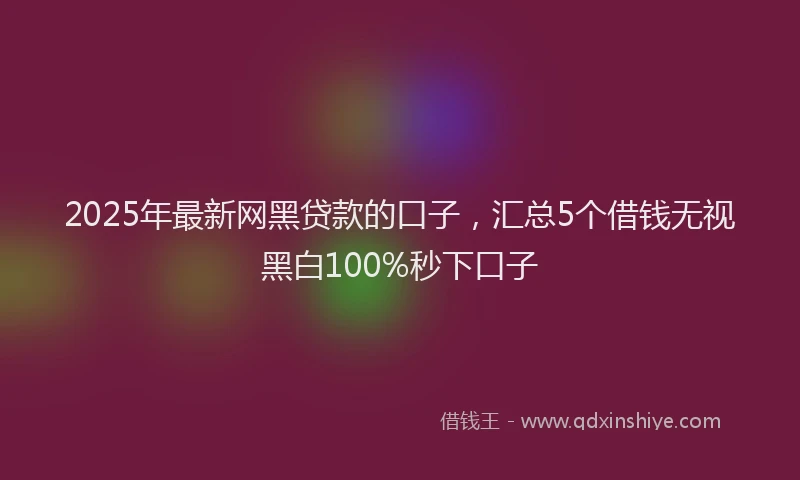 2025年最新网黑贷款的口子，汇总5个借钱无视黑白100%秒下口子