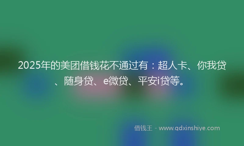 2025年的美团借钱花不通过有：超人卡、你我贷、随身贷、e微贷、平安i贷等。