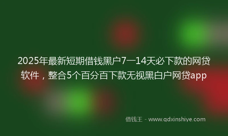 2025年最新短期借钱黑户7一14天必下款的网贷软件，整合5个百分百下款无视黑白户网贷app