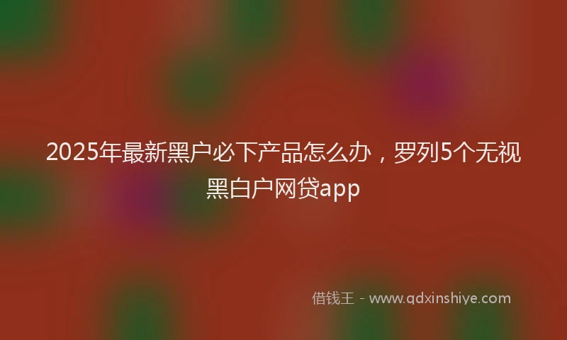 2025年最新黑户必下产品怎么办，罗列5个无视黑白户网贷app