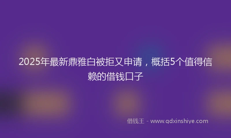 2025年最新鼎雅白被拒又申请，概括5个值得信赖的借钱口子