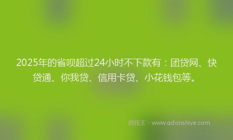 2025年的省呗超过24小时不下款有：团贷网、快贷通、你我贷、信用卡贷、小花钱包等。