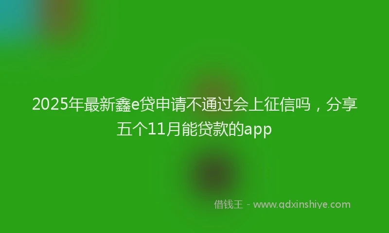 2025年最新鑫e贷申请不通过会上征信吗，分享五个11月能贷款的app