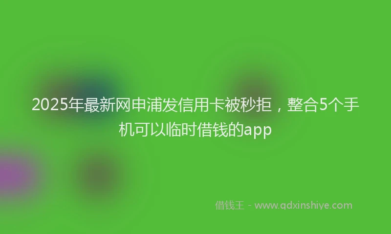 2025年最新网申浦发信用卡被秒拒，整合5个手机可以临时借钱的app