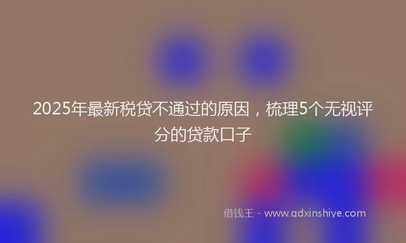 2025年最新税贷不通过的原因，梳理5个无视评分的贷款口子