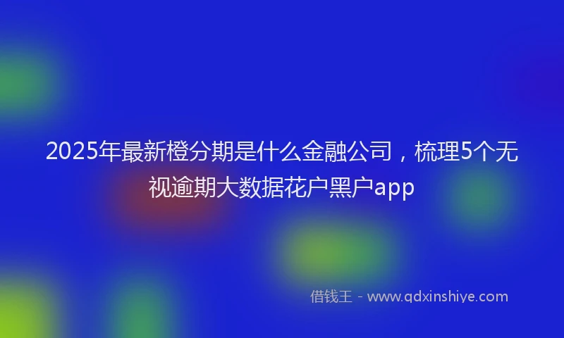 2025年最新橙分期是什么金融公司，梳理5个无视逾期大数据花户黑户app