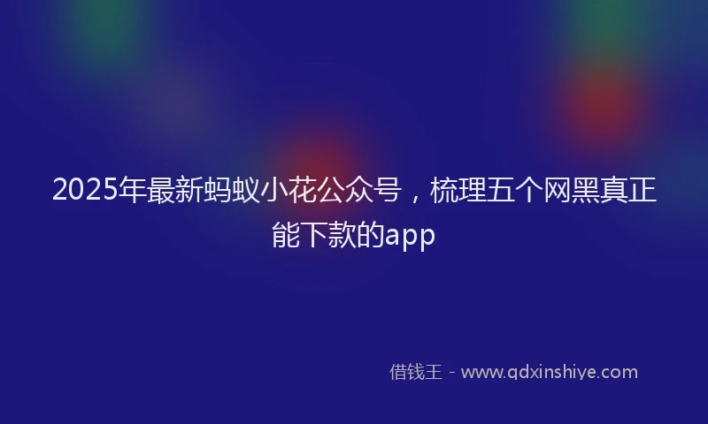 2025年最新蚂蚁小花公众号，梳理五个网黑真正能下款的app