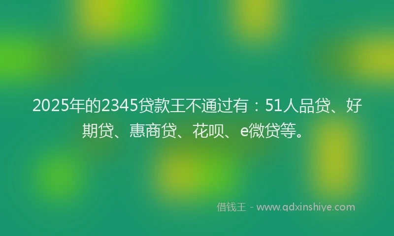 2025年的2345贷款王不通过有：51人品贷、好期贷、惠商贷、花呗、e微贷等。