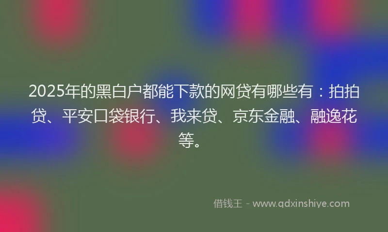 2025年的黑白户都能下款的网贷有哪些有：拍拍贷、平安口袋银行、我来贷、京东金融、融逸花等。