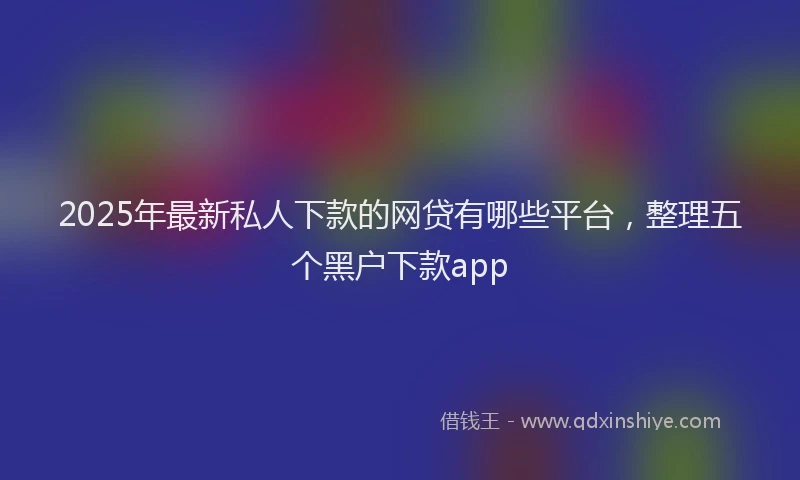 2025年最新私人下款的网贷有哪些平台，整理五个黑户下款app