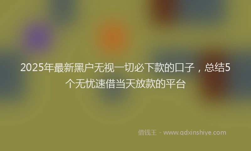 2025年最新黑户无视一切必下款的口子，总结5个无忧速借当天放款的平台