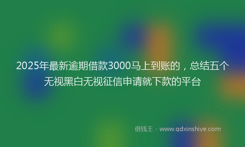 2025年最新逾期借款3000马上到账的，总结五个无视黑白无视征信申请就下款的平台
