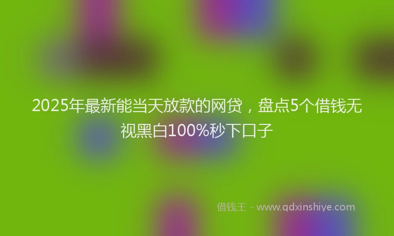 2025年最新能当天放款的网贷，盘点5个借钱无视黑白100%秒下口子