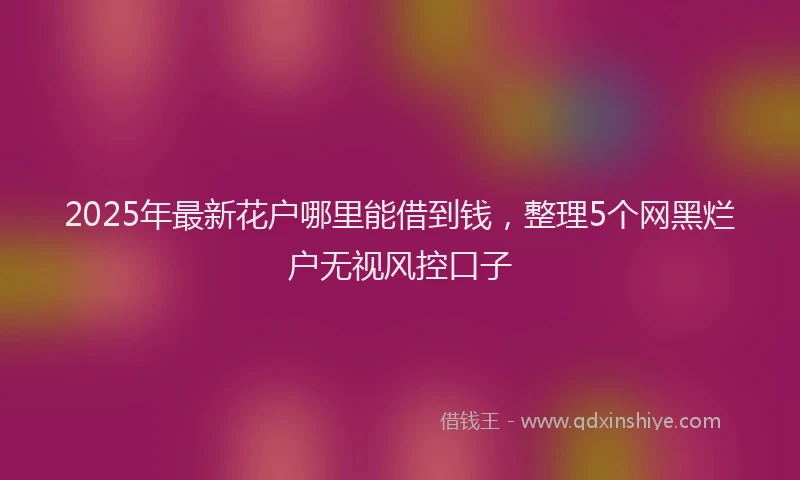 2025年最新花户哪里能借到钱，整理5个网黑烂户无视风控口子