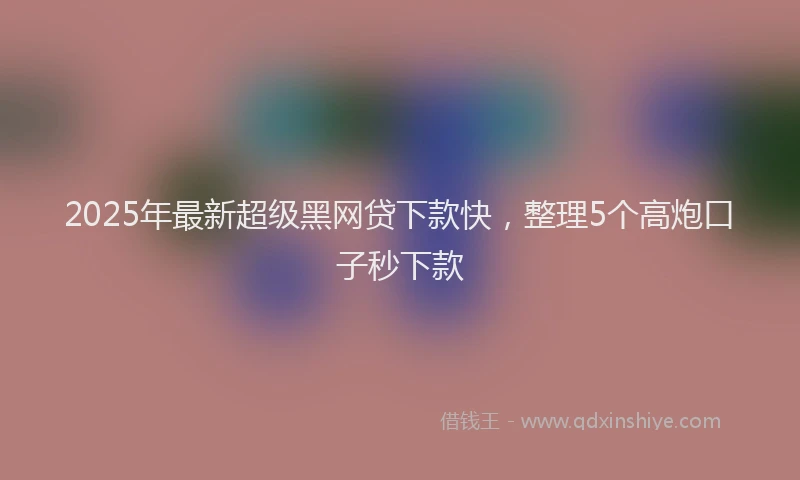 2025年最新超级黑网贷下款快，整理5个高炮口子秒下款