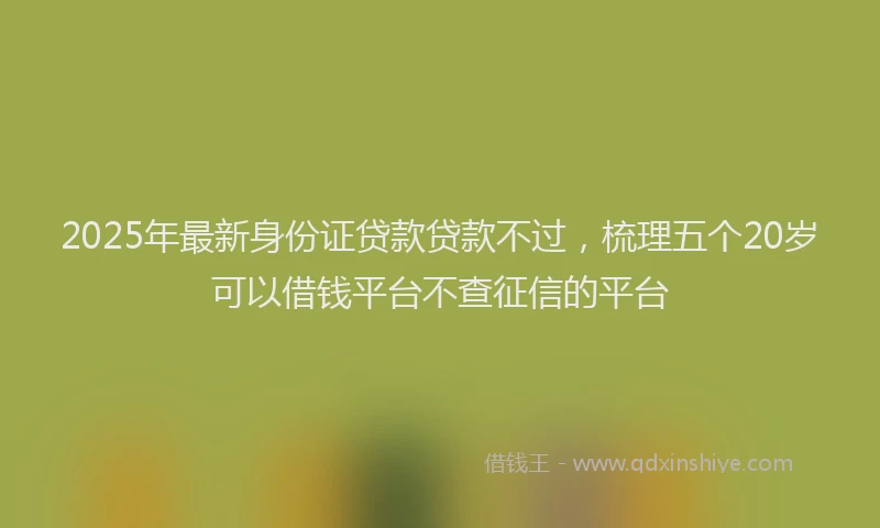 2025年最新身份证贷款贷款不过，梳理五个20岁可以借钱平台不查征信的平台