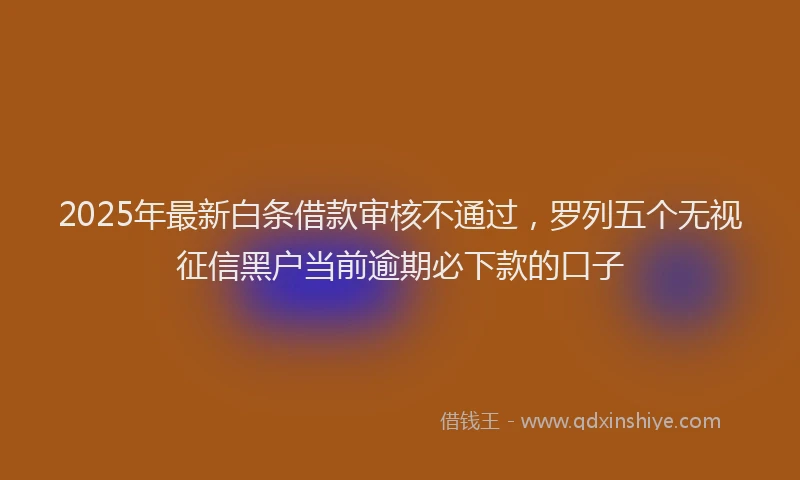 2025年最新白条借款审核不通过，罗列五个无视征信黑户当前逾期必下款的口子