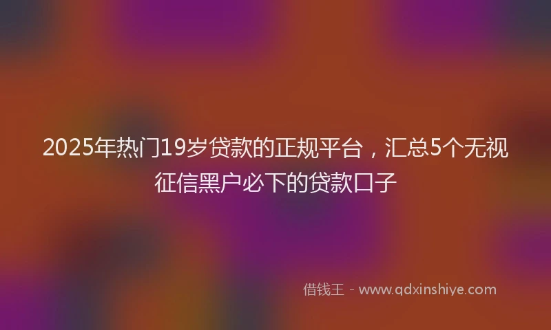 2025年热门19岁贷款的正规平台，汇总5个无视征信黑户必下的贷款口子