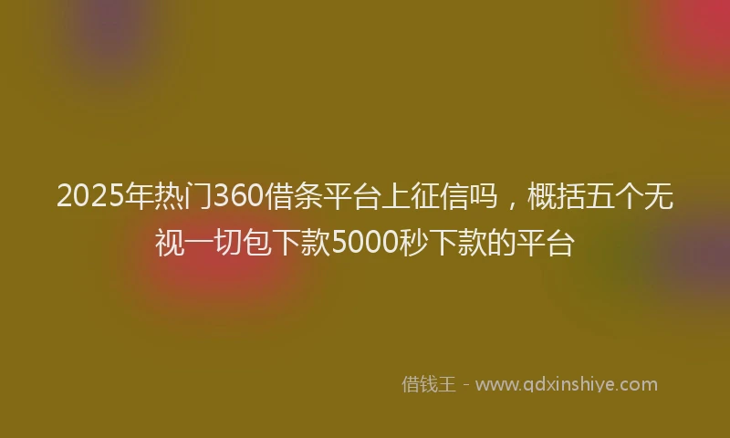 2025年热门360借条平台上征信吗，概括五个无视一切包下款5000秒下款的平台