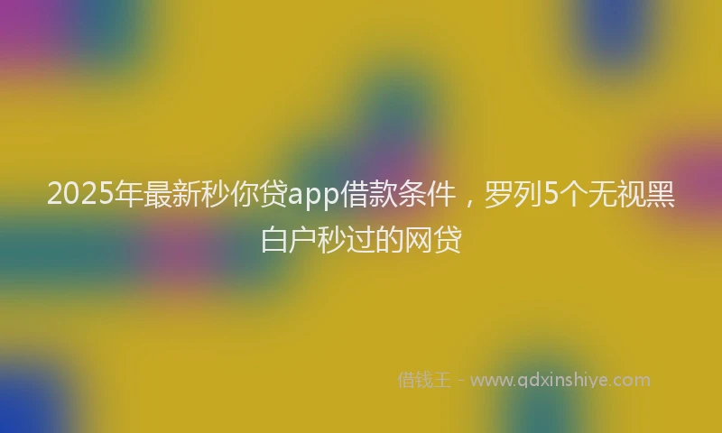 2025年最新秒你贷app借款条件，罗列5个无视黑白户秒过的网贷