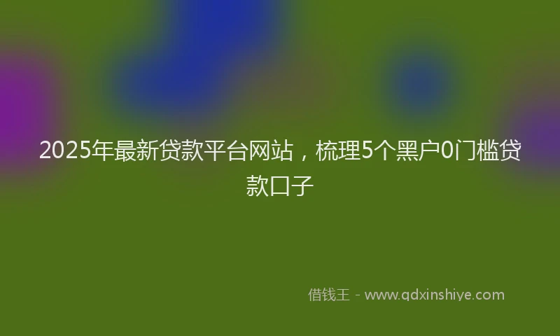 2025年最新贷款平台网站，梳理5个黑户0门槛贷款口子
