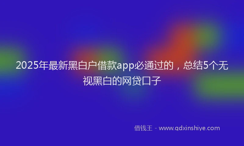 2025年最新黑白户借款app必通过的，总结5个无视黑白的网贷口子