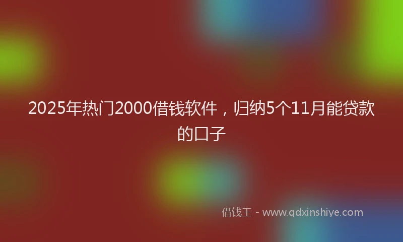 2025年热门2000借钱软件，归纳5个11月能贷款的口子