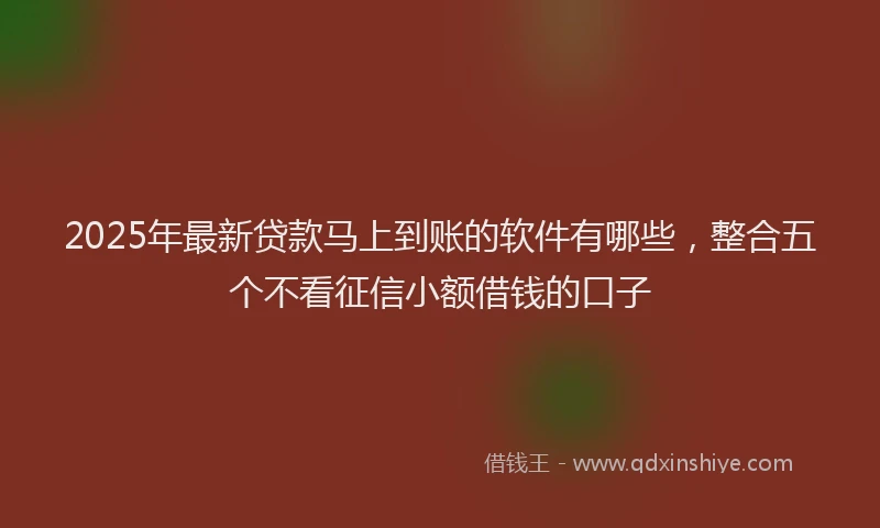 2025年最新贷款马上到账的软件有哪些，整合五个不看征信小额借钱的口子