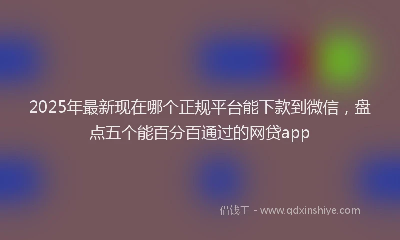 2025年最新现在哪个正规平台能下款到微信，盘点五个能百分百通过的网贷app