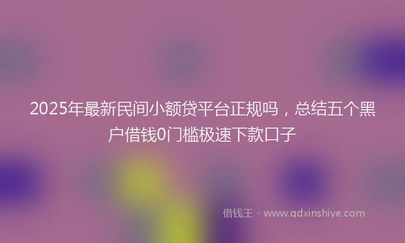 2025年最新民间小额贷平台正规吗，总结五个黑户借钱0门槛极速下款口子
